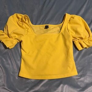 SHEIN Yellow Puff Sleeve Blouse